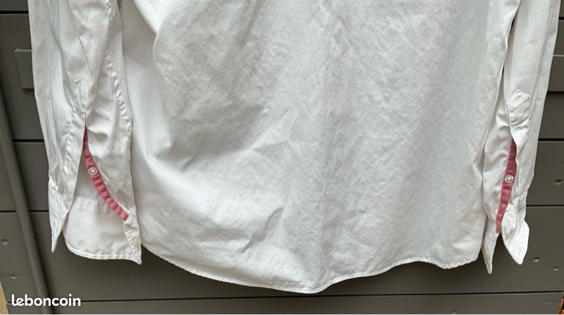 Chemise blanche FACONNABLE broderie marine dos M (image 9)