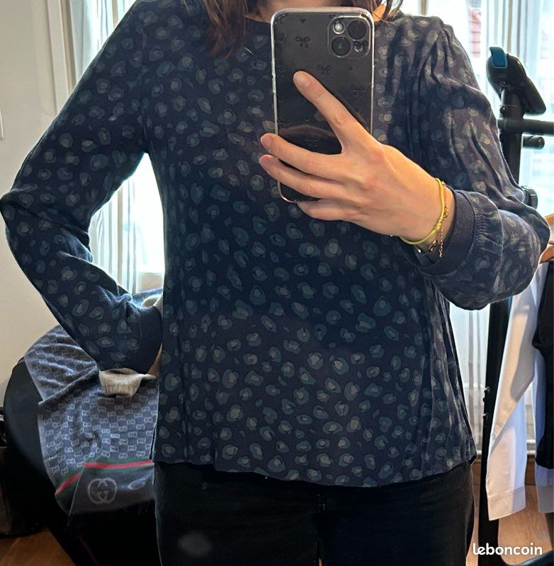 Chemisier Comptoir Des Cotonniers Bleu - Taille 36 (8), Manches Longues, Occasion Très Bon état