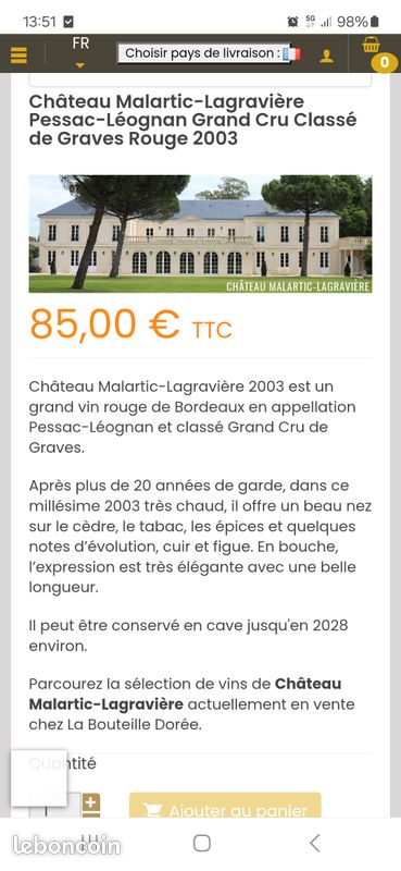 Château Malartic Lagravière 2003 (image 3)