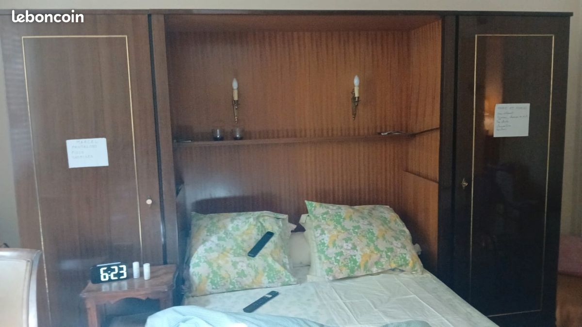 Lit escamotable 140x190 avec 1 armoire de chaque côte (image 3)