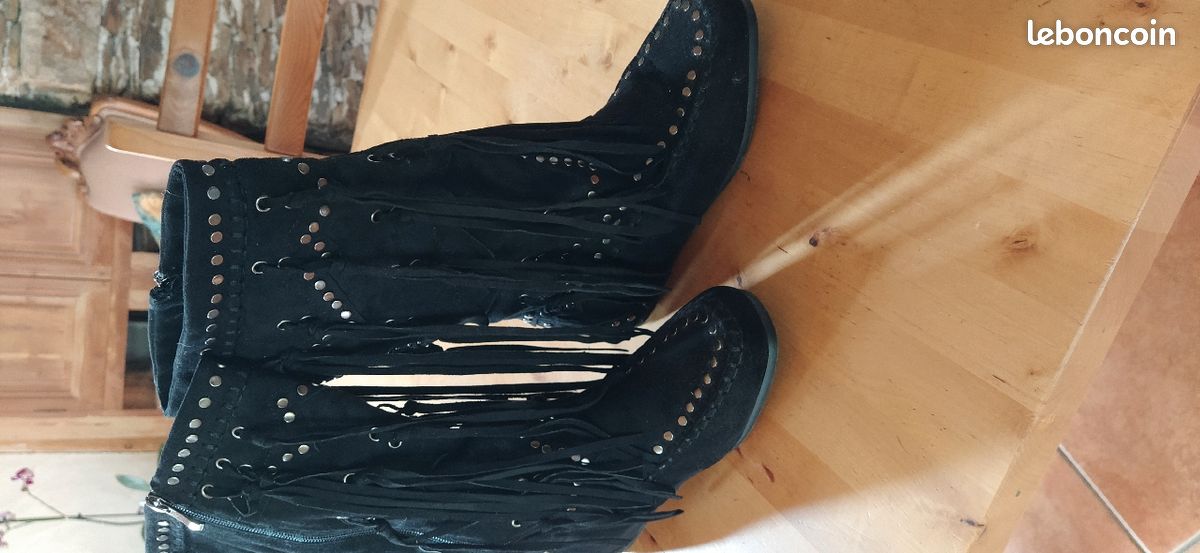 Frange Bottine Style Indienne Bottines à Franges Noires Style