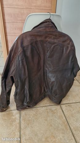 Blouson Cuir Mac Douglas Armée Suédoise – Vert Bronze, Taille 52, Excellent état