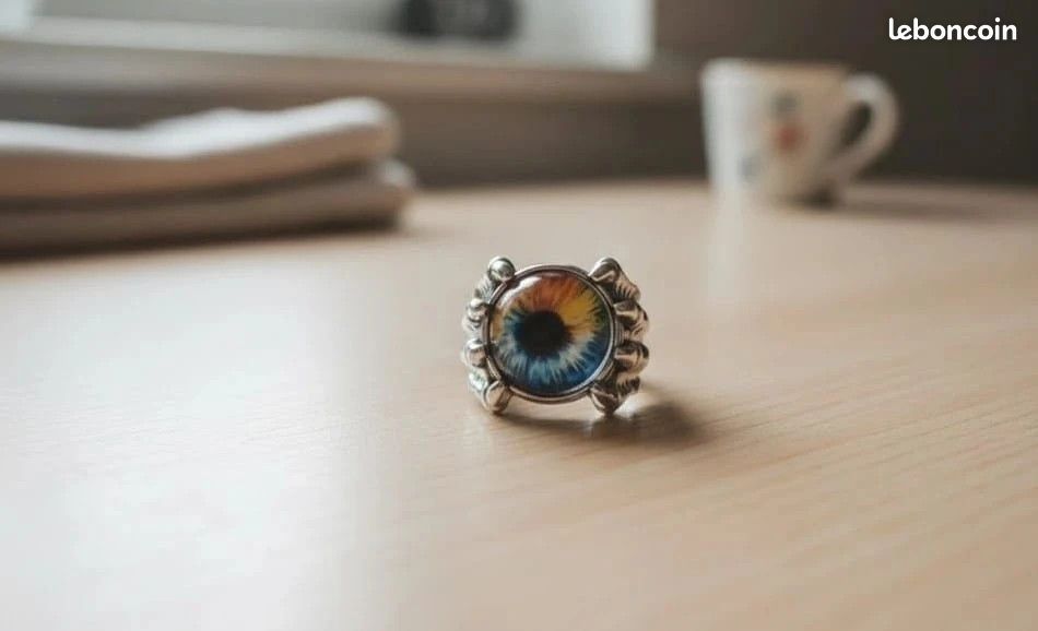 Bague Tribale Kazakhe En Argent 900 Avec Lapis-lazuli - Taille 9, Diamètre 2 Pouces - Vintage, Faite Main