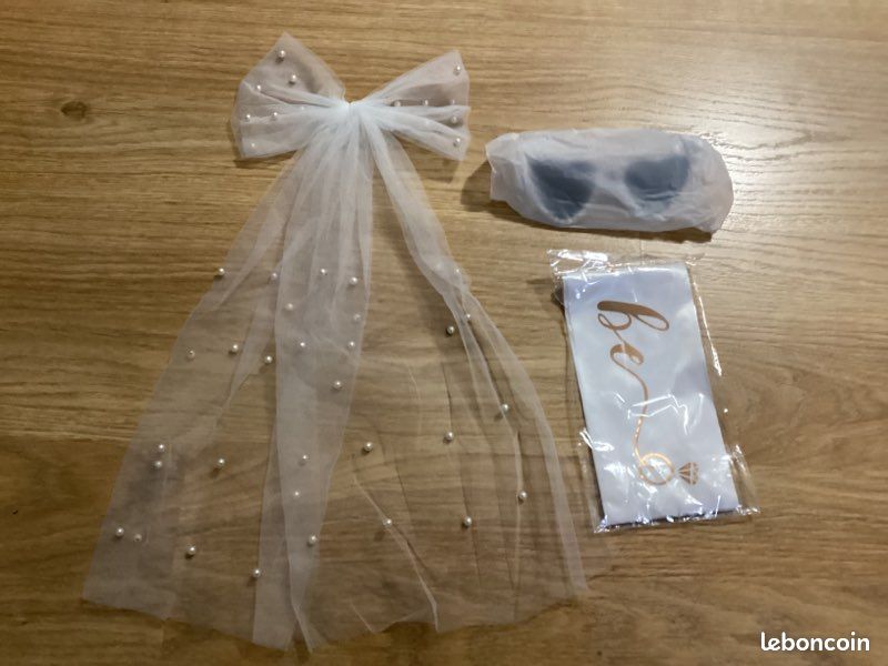 Evjf Accessoire Kit Accessoires Mariée Bride To Be - Voile Écharpe Lunettes Cœur - Enterrement Vie Jeune Fille Lunettes Coeur Mariage