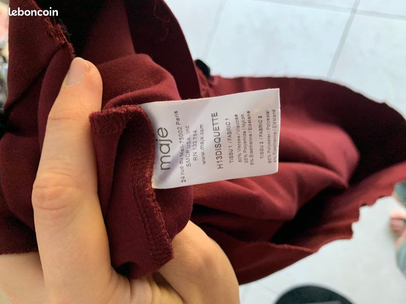 Robe bordeaux Maje taille 1 avec empiècements tulle (image 5)