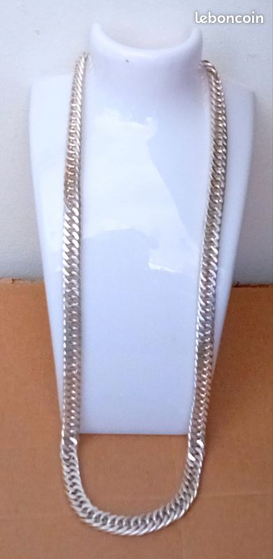 Collier Vintage En Argent 925 - Chaîne Signée D'environ 39,56g - Occasion - Bijou Authentique