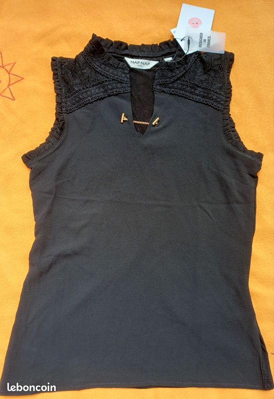 Haut noir bi-matiere NafNaf NEUF Taille xs (image 1)