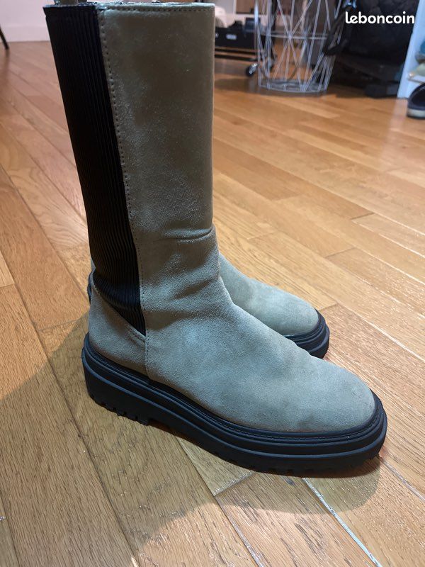 Botas Botte Haute Zara BOTTES À TALONS LARGES ET SURPIQÛRES Noir