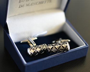 Paire De Boutons De Manchette En Or émaillé, Début Du XX