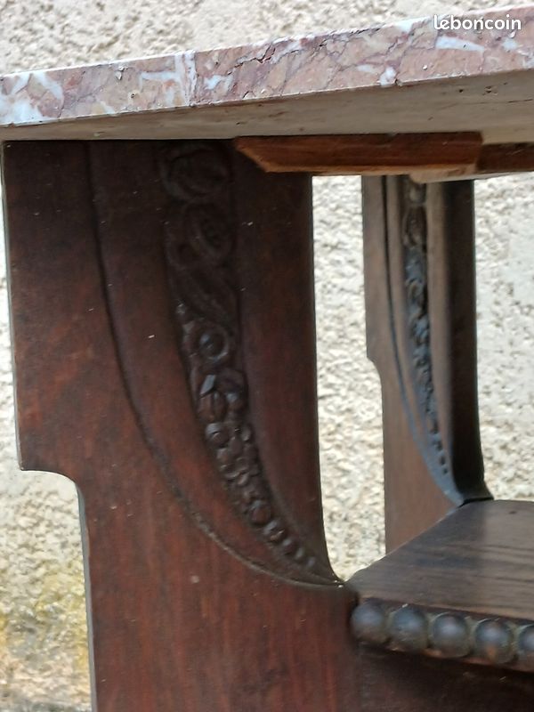 Sellette table guéridon en bois sculpter et marbre (image 3)