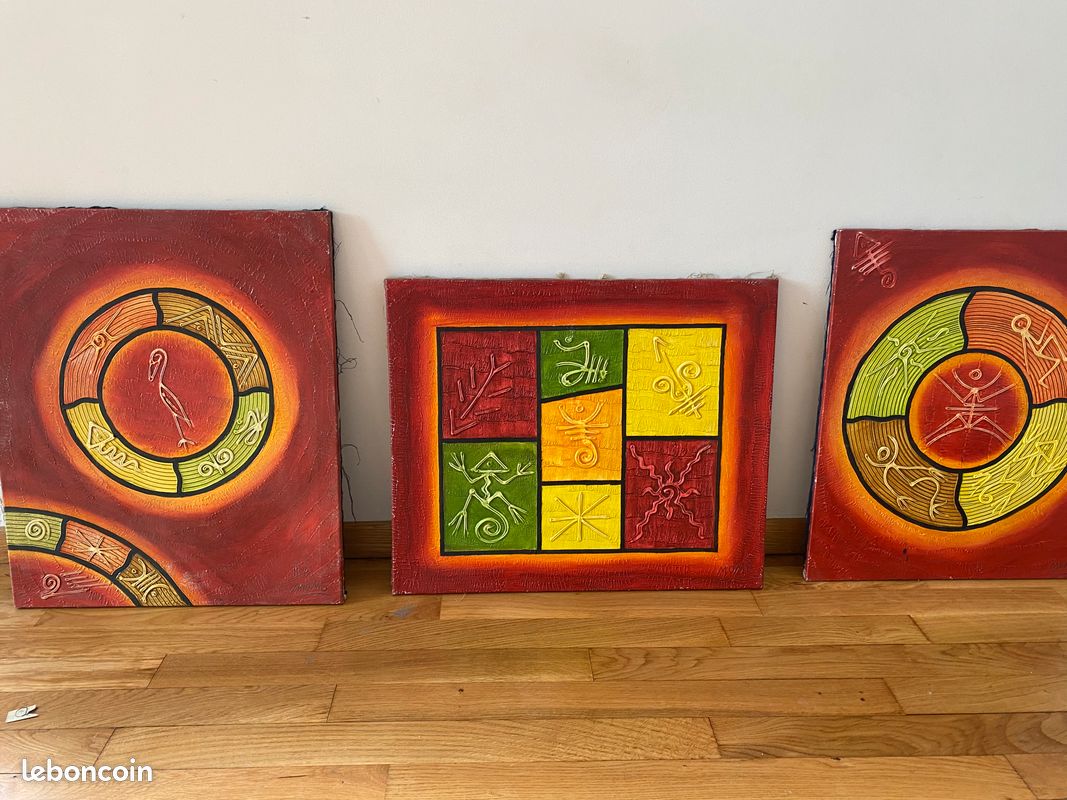 Triptyque tableau artiste peintre polynésien (image 1)