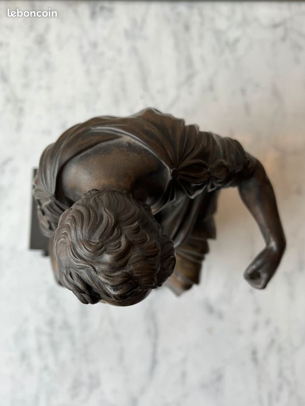 Sculpture en Bronze Fin XIXe - Philosophe Réfléchissant - 24 cm x 17 cm x 11 cm (image 6)