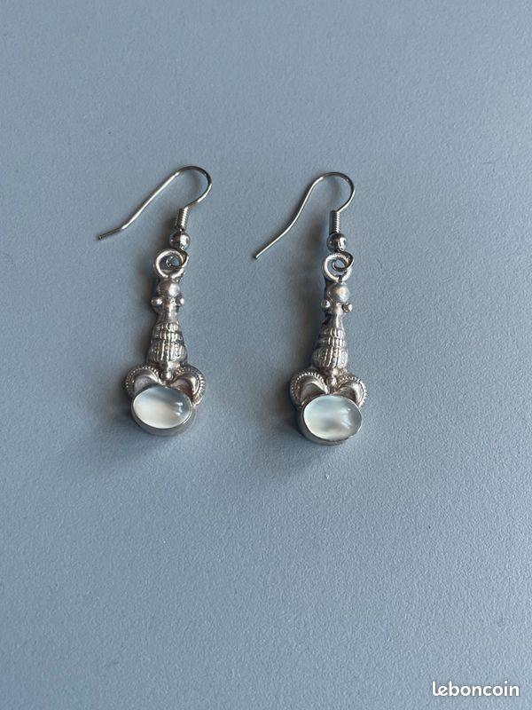 Boucles d'oreilles lustre vintage faites main en argent