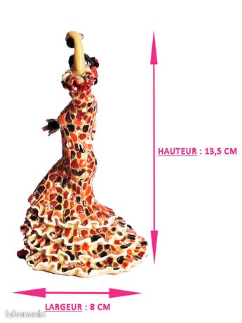 Figurine de Danseuse Flamenco Noire à Pois - 28cm