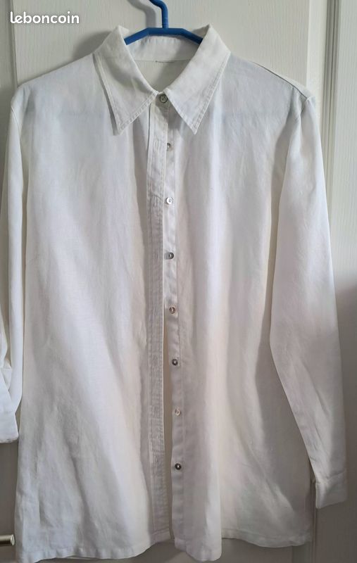 Chemise femme blanche en lin et coton (manches longues