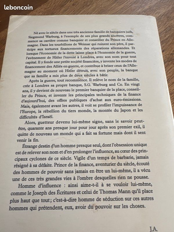 Sir Siegmund G Warburg, un homme d’influence, Jacques Attali , Fayard (image 3)