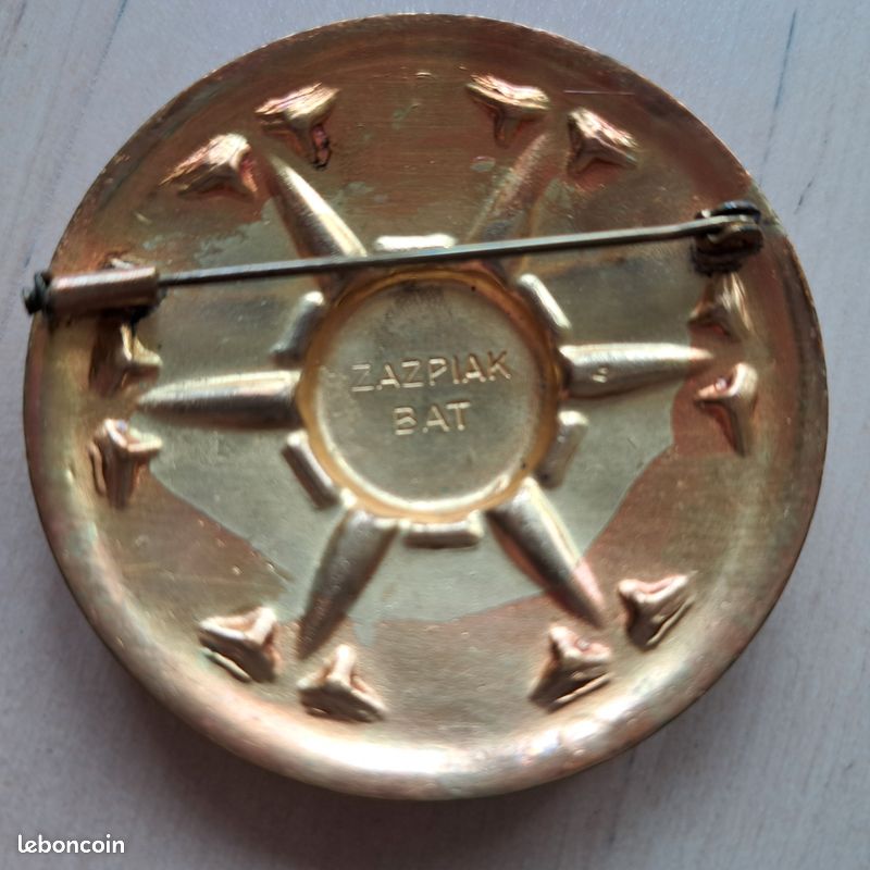Broche Basque Vintage Oritza Diamètre 40 Mm - Fermoir Piston, Occasion