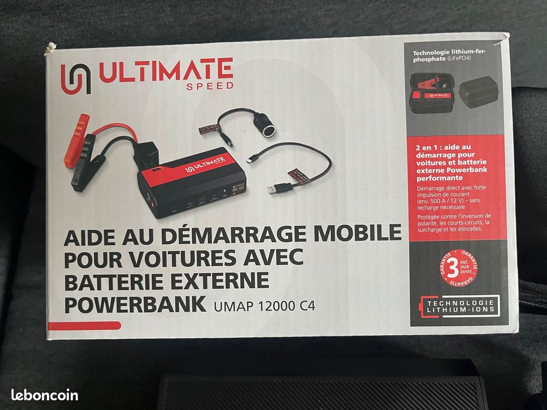 Démarreur De Batterie 12V Portable - Booster De Voiture, SUV, Camion - 8000 MAh, Recharge Aussi Smartphone & PC Portable