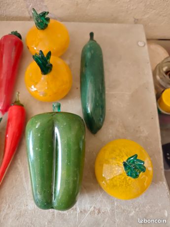 Verre Décoratif Murano Soufflé à La Main - Motif Fruits Et Légumes Multicolore