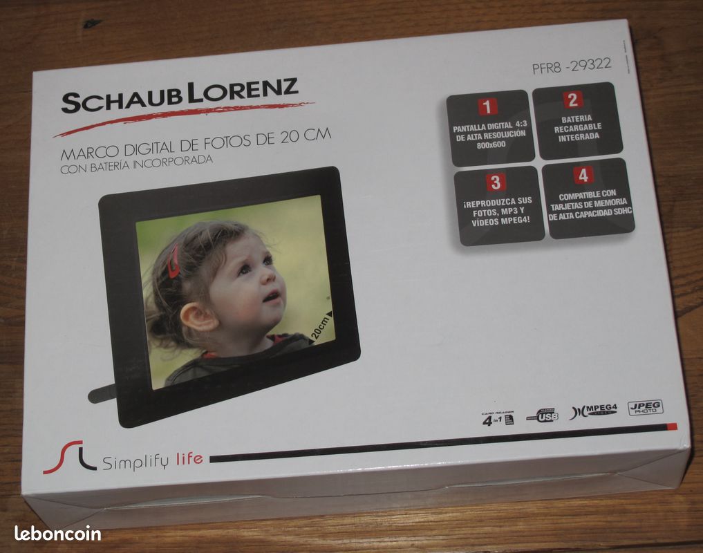 Cadre photo numérique Schaub Lorenz 8 pouces / 20 cm (image 1)