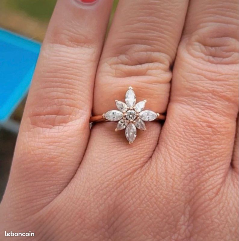 Bague or rose 14k diamants (image 2)