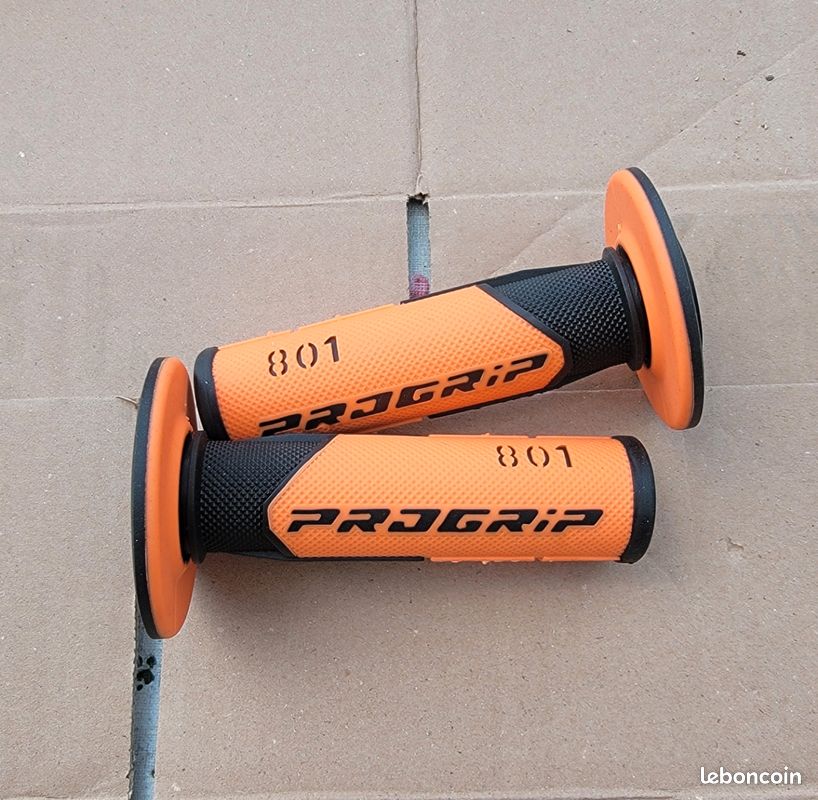 Poignées De Guidon Moto Gel Anti-Vibrations – Caoutchouc Souple 22 Mm Pour Dirt Bike, Pit Bike, Motocross (Orange/Noir)