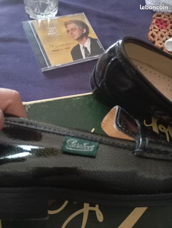 Mocassins vernis bleu marine noir - 37 - Paraboots (image 4)