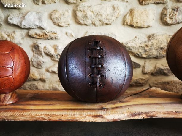 Ancien Médecine-ball En Cuir Marron – 12,5 Lbs (environ 5,6 Kg) – Vintage 12 Panneaux