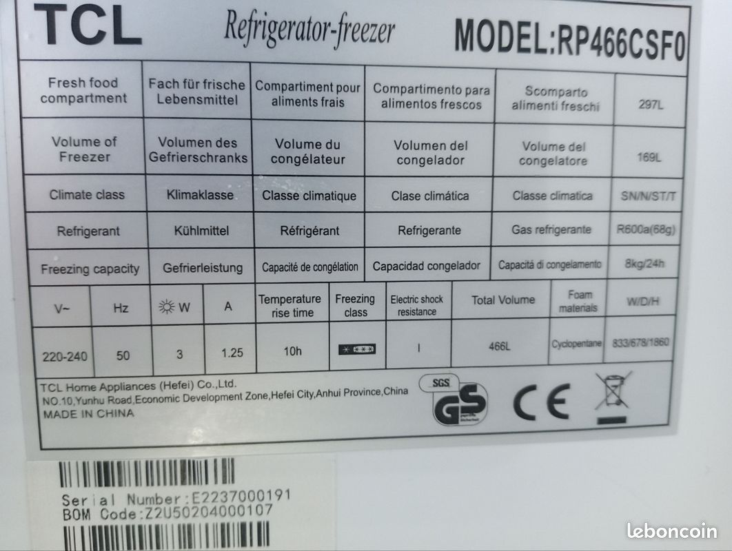 Vend frigo congélateur (image 5)
