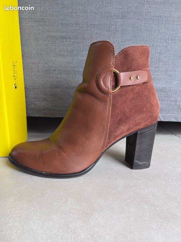 Bottines camel en cuir avec anneaux doré Eram taille 41 (image 5)