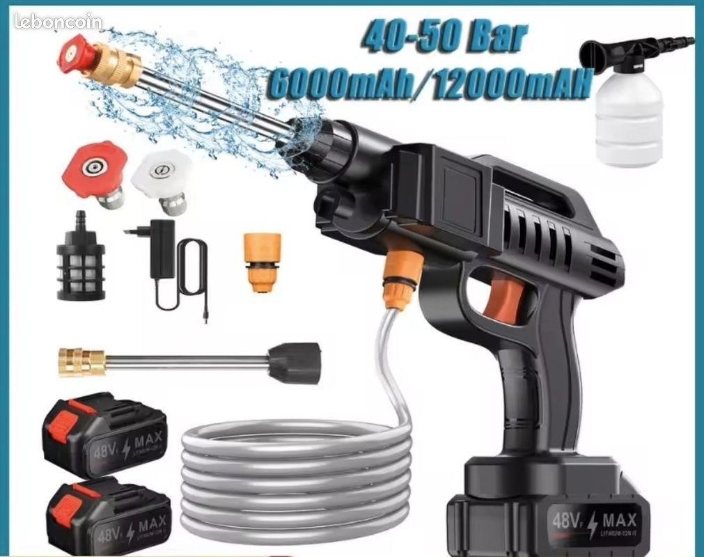 Pistolet à eau pour lavage de voiture, outil de nettoyage pour la maison et le jardin, compatible avec batterie 48V (image 10)