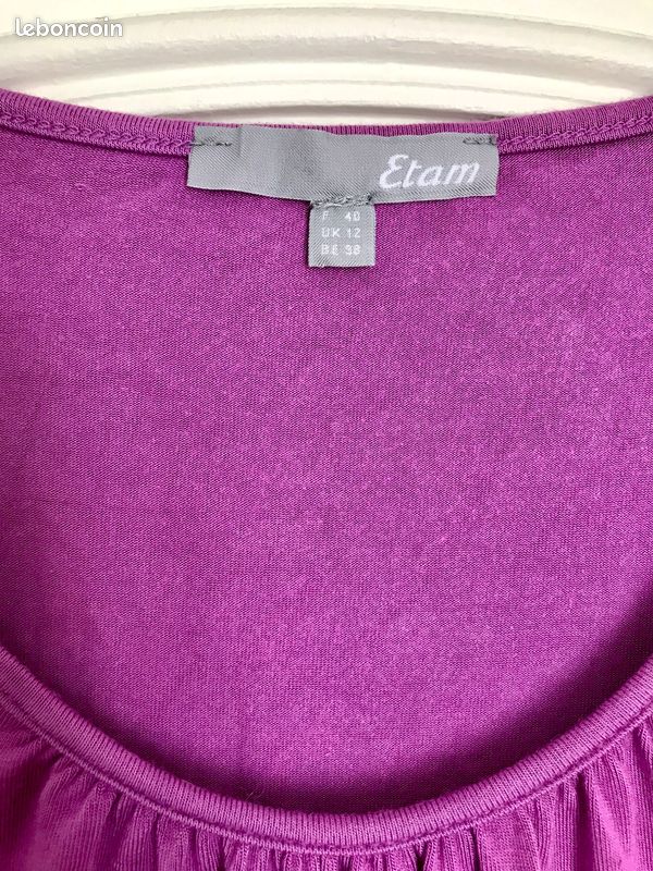T-shirt ETAM Taille 38 Rouge - En Viscose Mélangée - Occasion Très Bon état
