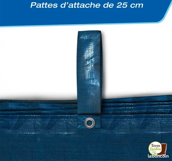 Bâche D'hivernage Pour Piscine 6.60x3.60m - 550g/m², Fabrication Française, Avec Sandows Et Pitons