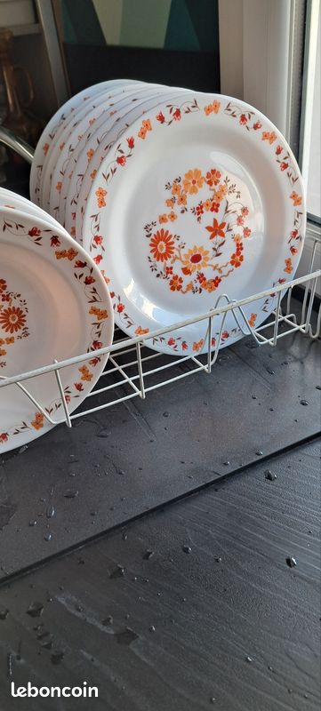 Lot De 6 Assiettes à Dessert Arcopal Vintage - Motif Floral - 19.5 Cm - Occasion