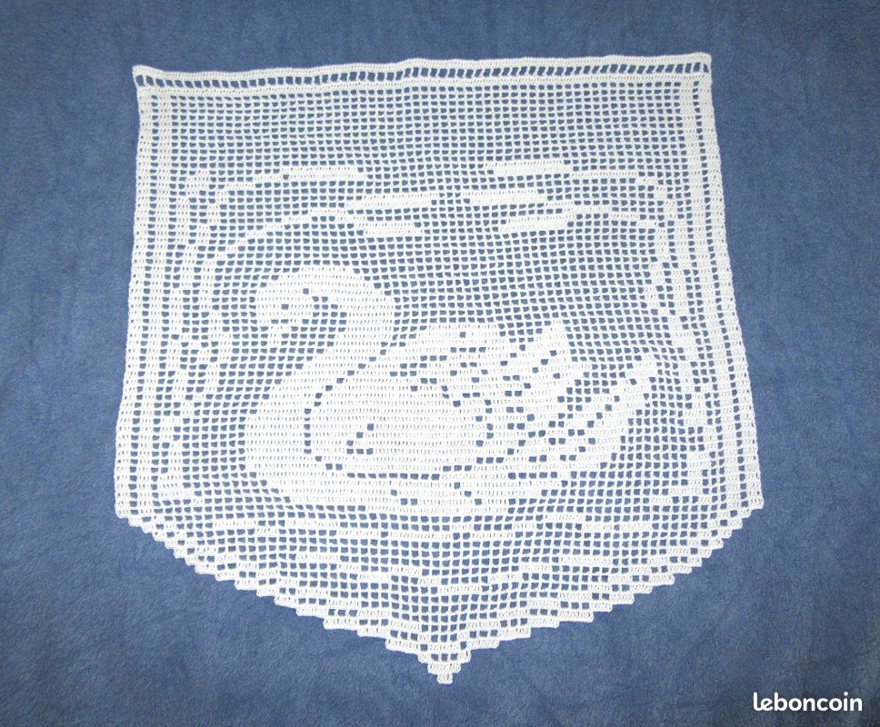 heimtexland ® Rideau brise-bise décoratif en coton blanc avec dentelle au crochet - Type 793 - 45 x 120 cm