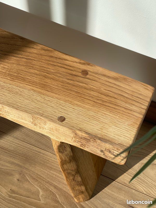 Petit banc en bois support à plantes chêne (image 5)