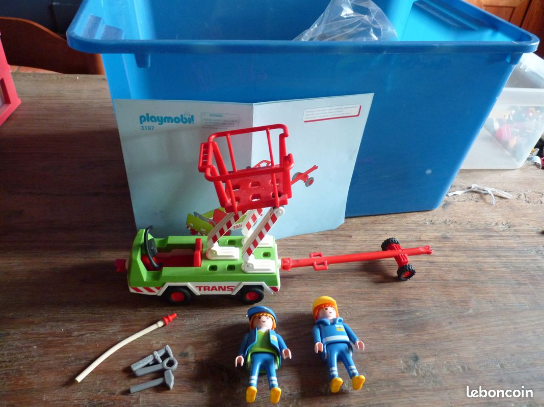 Lot PLAYMOBIL Vintage Aéroport - Chariot & Ouvrier Maintenance Du Set 3197 (2001)