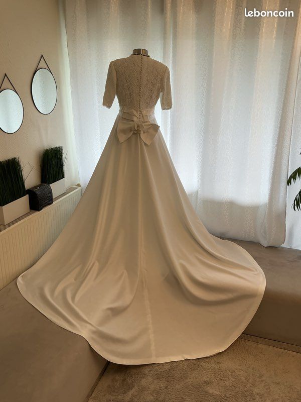 Robe de mariée vintage avec jupon et voile 38/42 (image 12)