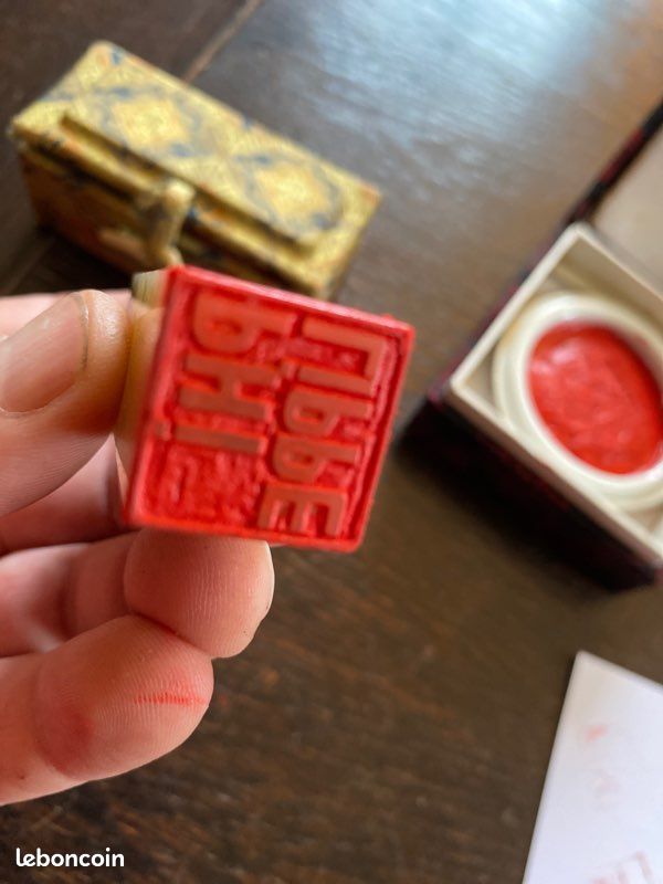 3 Tampons Encreurs Calligraphie Chinoise MAGICLULU - Encre Rouge Traditionnelle Céramique