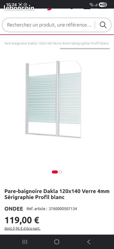 Pare baignoire amovible (image 1)