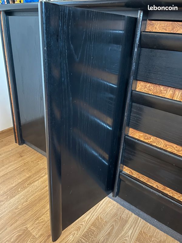 Très grand Buffet noir en véritable bois (image 4)