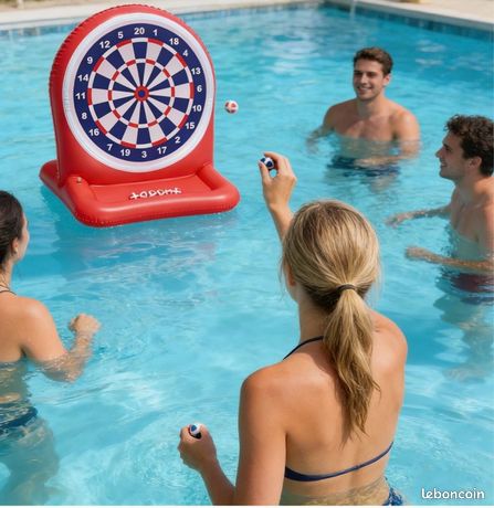 Jeu De Fléchettes Gonflable Pour Piscine – Double Fonction Foot Et Fléchettes, Avec Ballon Adhésif, 4 Fléchettes Et Pompe – Tout âge