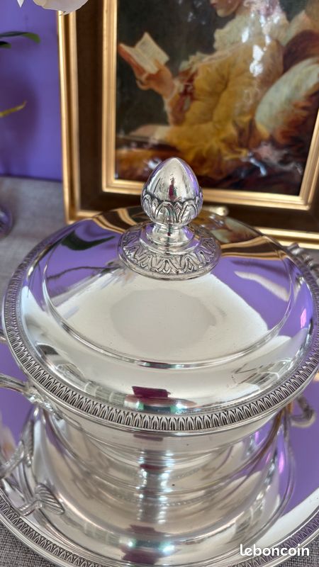 RARE CHRISTOFLE LÉGUMIER en métal argenté monogrammé AM TBE EUR 140,00
