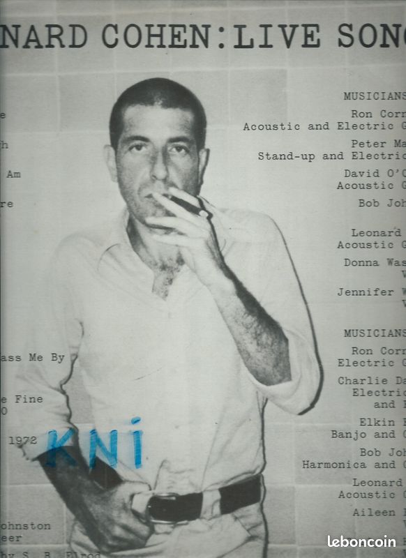 Vinyle 33T , Leonard Cohen ,Live songs 1973 (image 1)