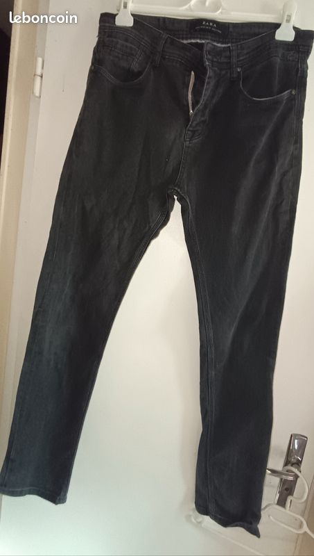 ZARA MAN: BEAU JEAN HOMME NOIR BLACK TAILLE 42, PEU PORTÉ