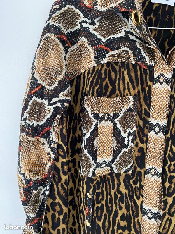 Burberry robe en soie imprimé léopard et python taille 36 (image 2)