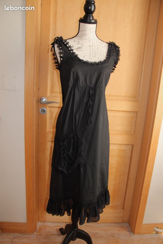 ONE STEP robe d'été coton et dentelle noir T 36 (image 7)