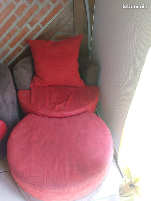 Canapé avec petit fauteuil et repose pied (image 2)