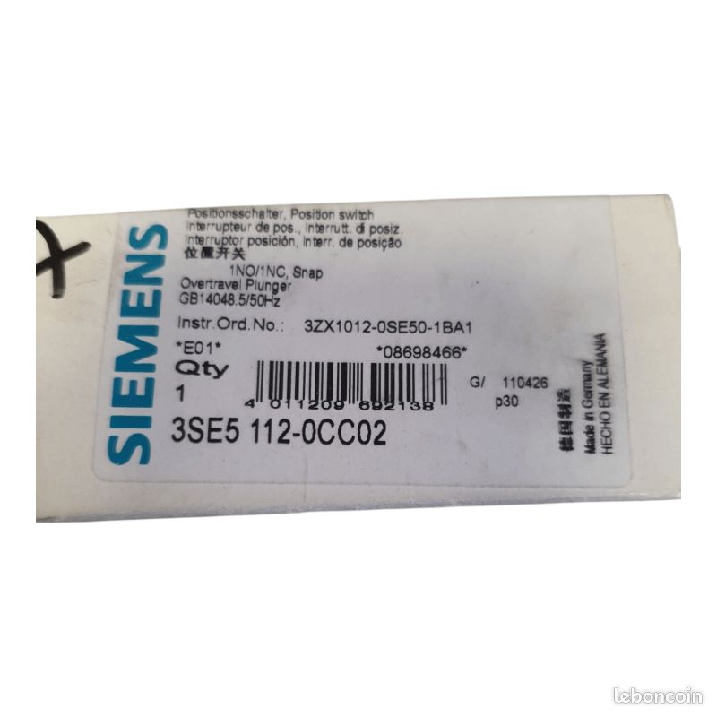 SIEMENS 3SE5112-0CC02 Interrupteur de position (image 2)