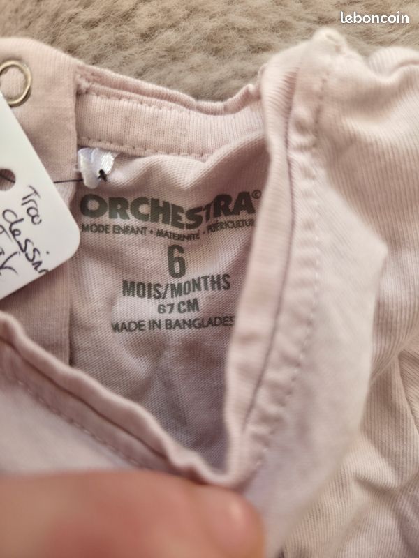 Haut manches longues rose - bon etat - 6 mois - Orchestra (image 3)